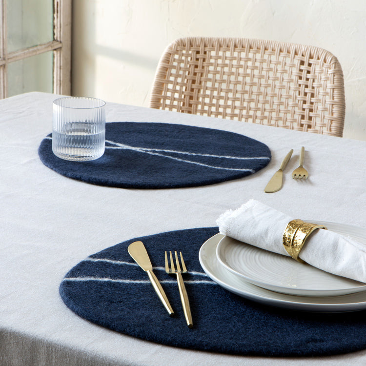 Striato Felt Wool Placemat - Midnight
