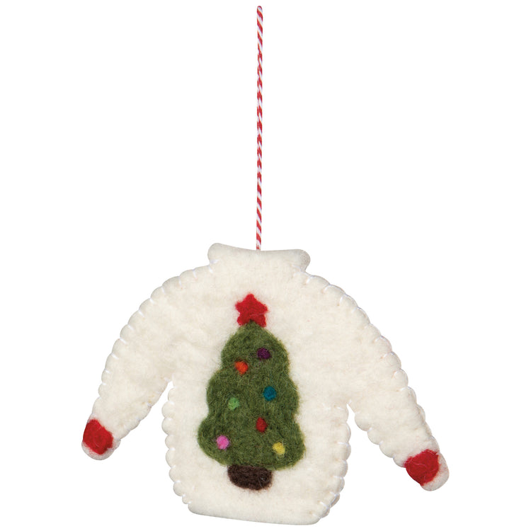 Ugly Xmas Sweater Felt Christmas Tree Ornaments - 3 Assorted Styles