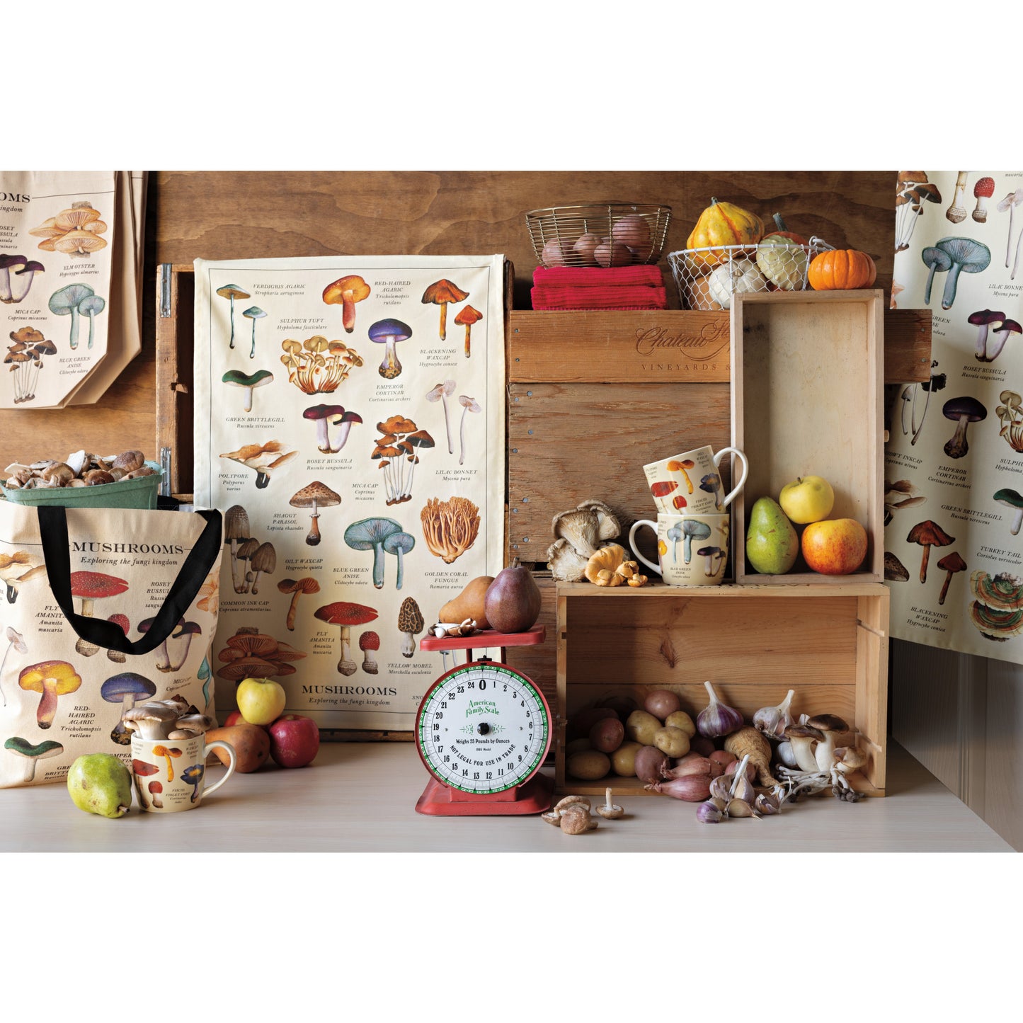 Mushrooms Fine Print Dishtowel