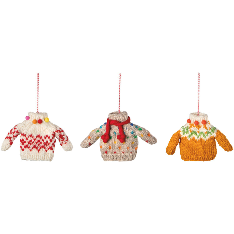 Sweater Party Felt Christmas Tree Ornaments - 3 Assorted Styles