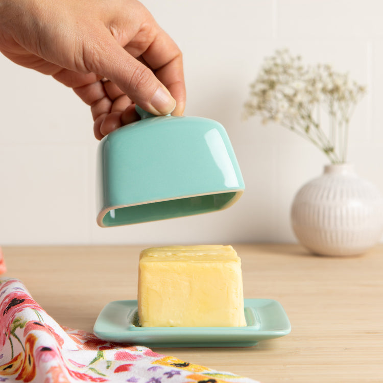 Eggshell Blue Square Butter Dish