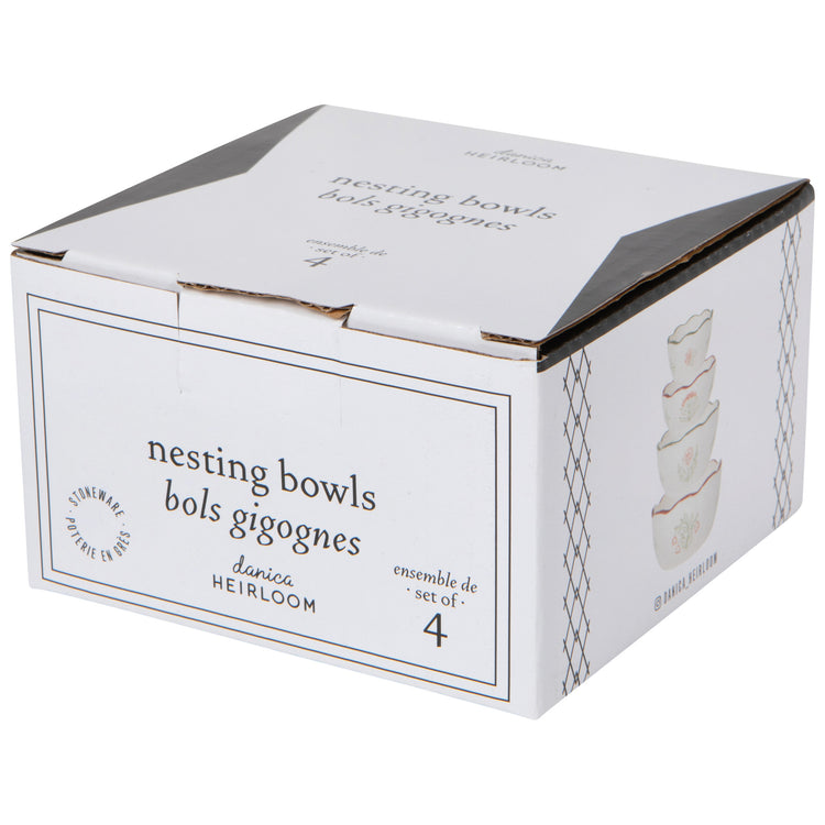 Camellia Stoneware Nesting Bowls Set of 4 Assorted