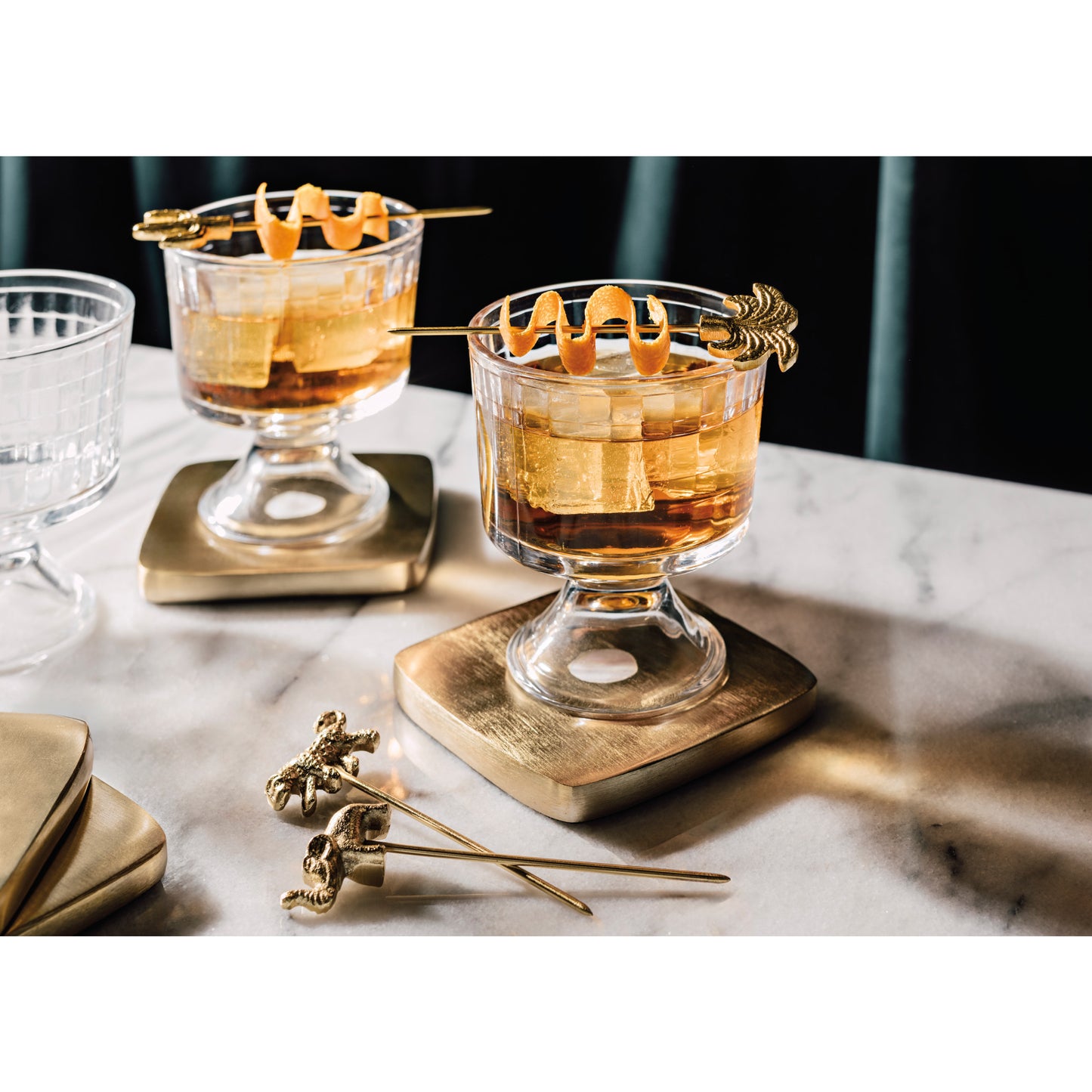Nacre-Gold Metal Coasters Set of 4