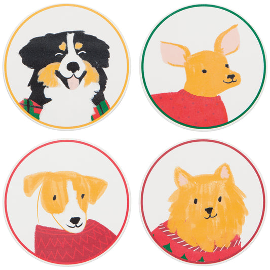 Holiday Hounds Soak Up Coasters Set of 4