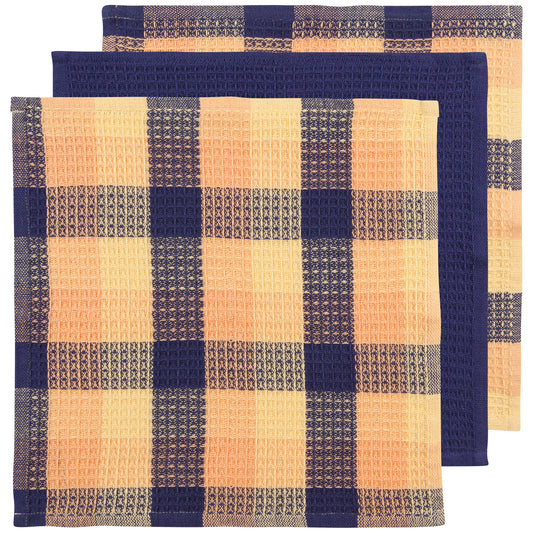 Check Dusk Waffle Dishcloths Set of 3