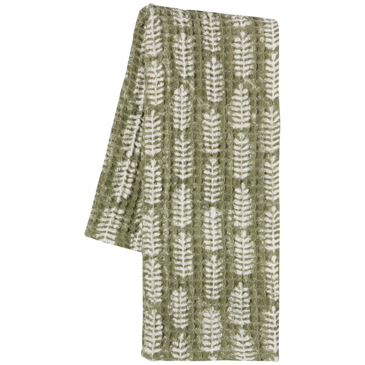 Fern Block Print Waffle Dishtowel