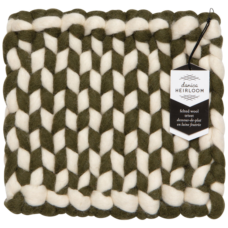 Braid Felt Wool Trivet - Olive Branch