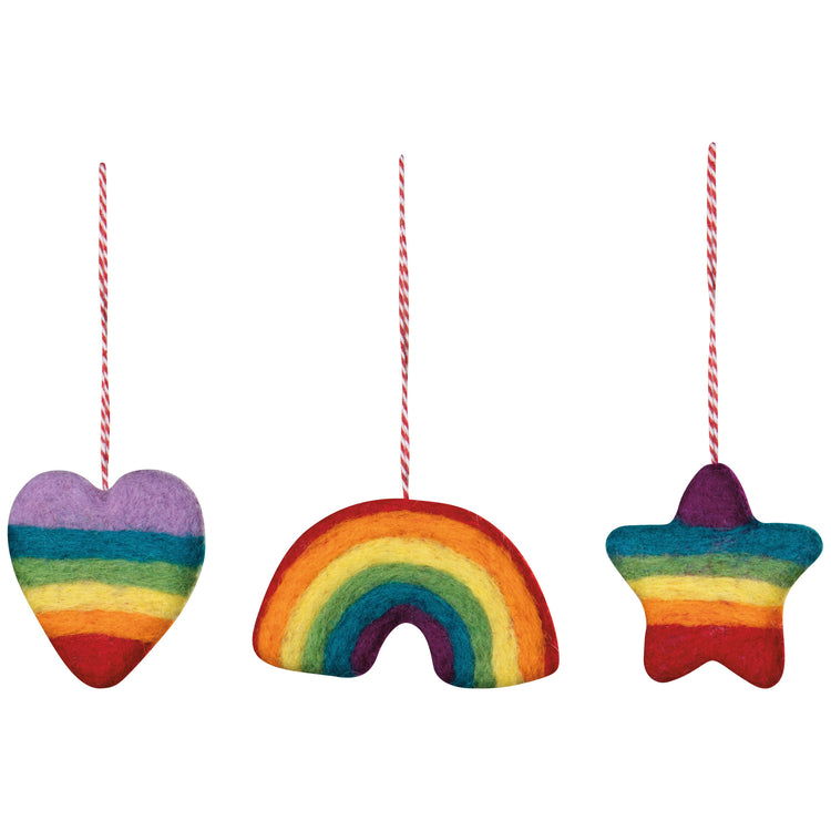 Love is Love Felt Christmas Tree Ornaments - 3 Assorted Styles