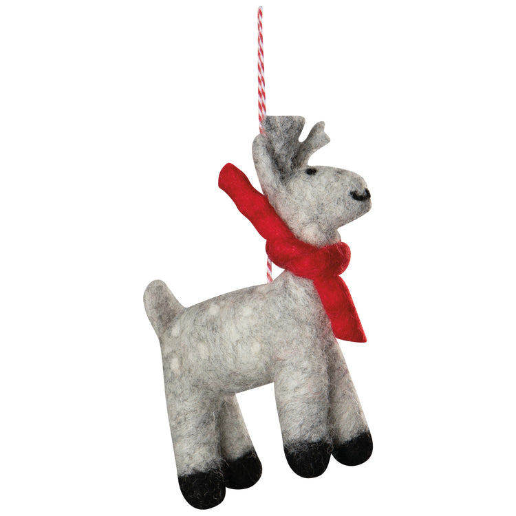 Artic Deer Felt Christmas Tree Ornaments - 3 Assorted Styles