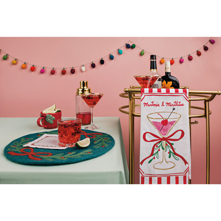 Mistletoe & Martinis Christmas Dishtowel