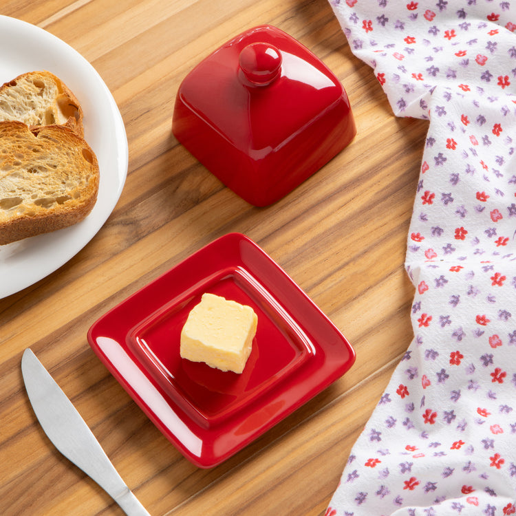 Red Square Butter Dish