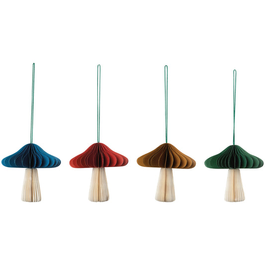 Mushroom Gems Honeycomb Paper Christmas Tree Ornaments - 4 Assorted Colors
