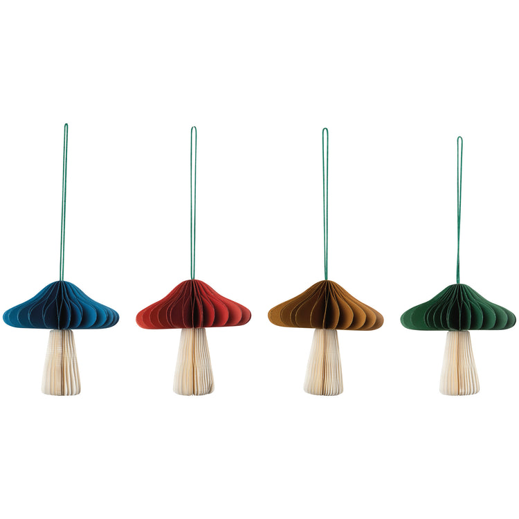 Mushroom Gems Honeycomb Paper Christmas Tree Ornaments - 4 Assorted Colors