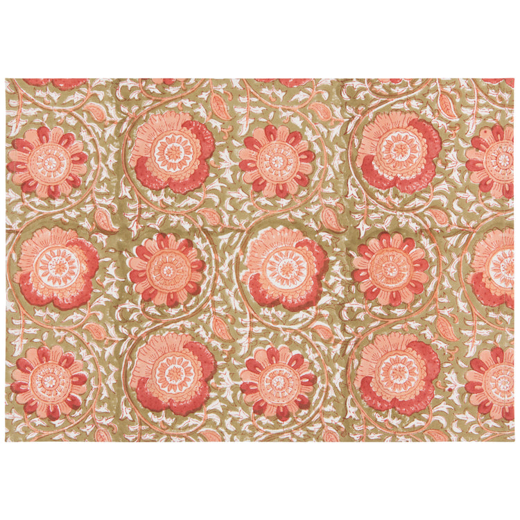 Zinnia Block Print Placemats Set of 4