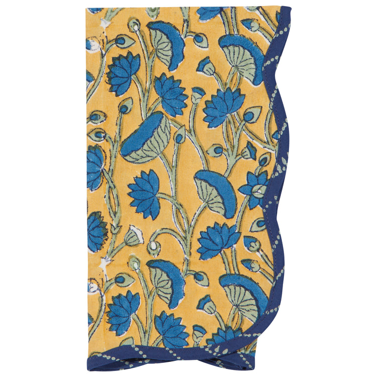 Fan Flower Block Print Napkins Set of 4