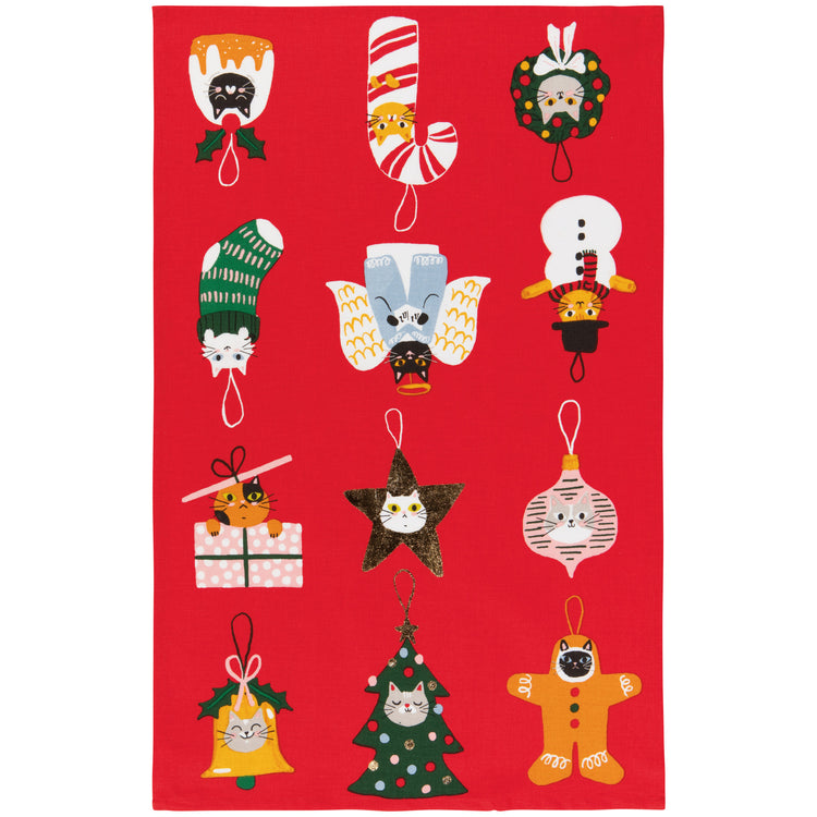 Bauble Cats Christmas Dishtowel