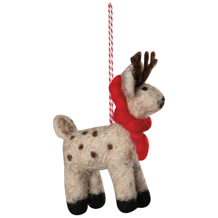 Artic Deer Felt Christmas Tree Ornaments - 3 Assorted Styles