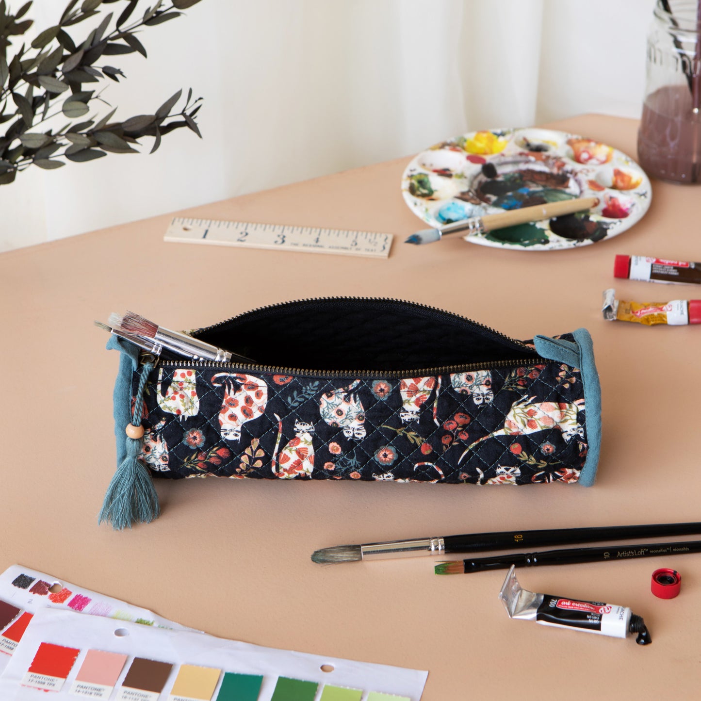 Catbloom Quilted Pencil Pouch