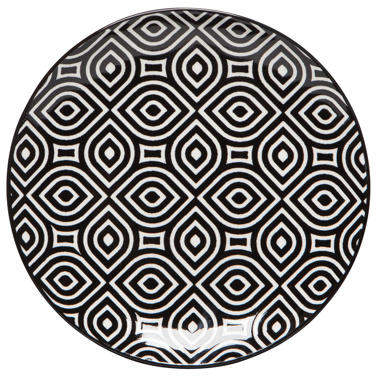 White Geo Stamped Appetizer Plate 6 inch
