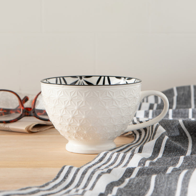 White Stamped Latte Mug