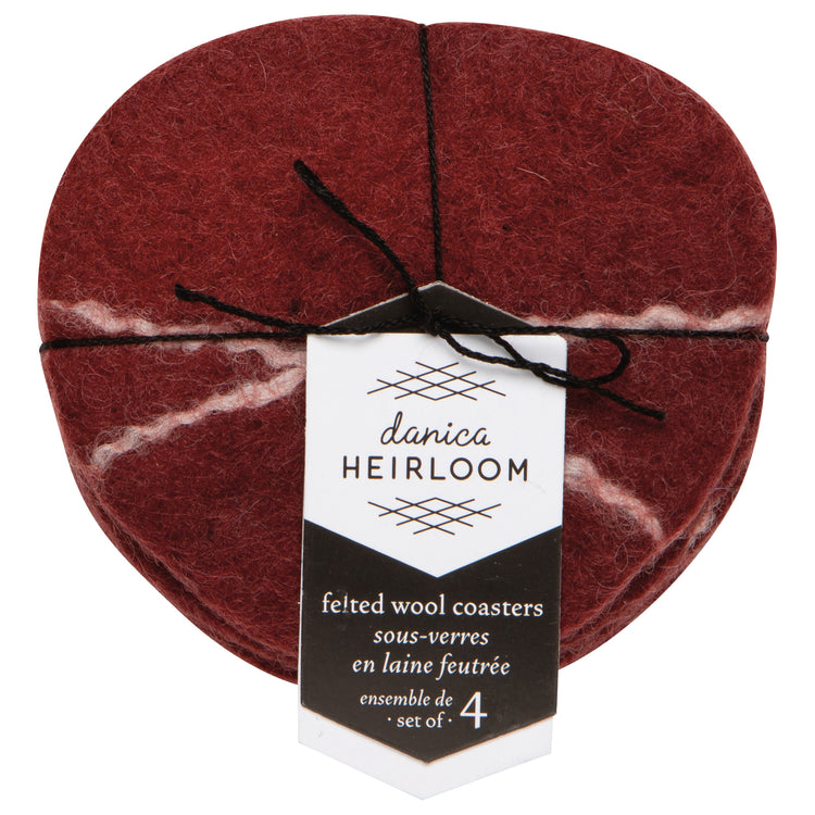 Striato Felt Wool Coasters Set of 4 - Garnet