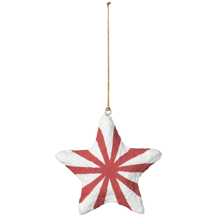Peach and Harmony Mache Christmas Tree Ornaments - 3 Assorted Styles
