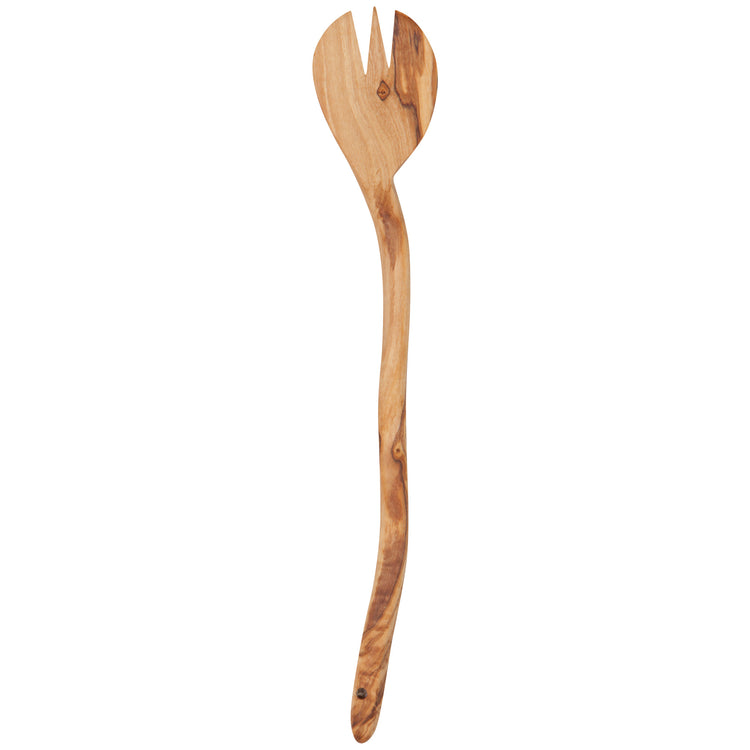 Olive Wood Wavy Salad Servers Set of 2