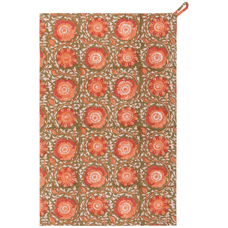 Zinnia Block Print Dishtowel