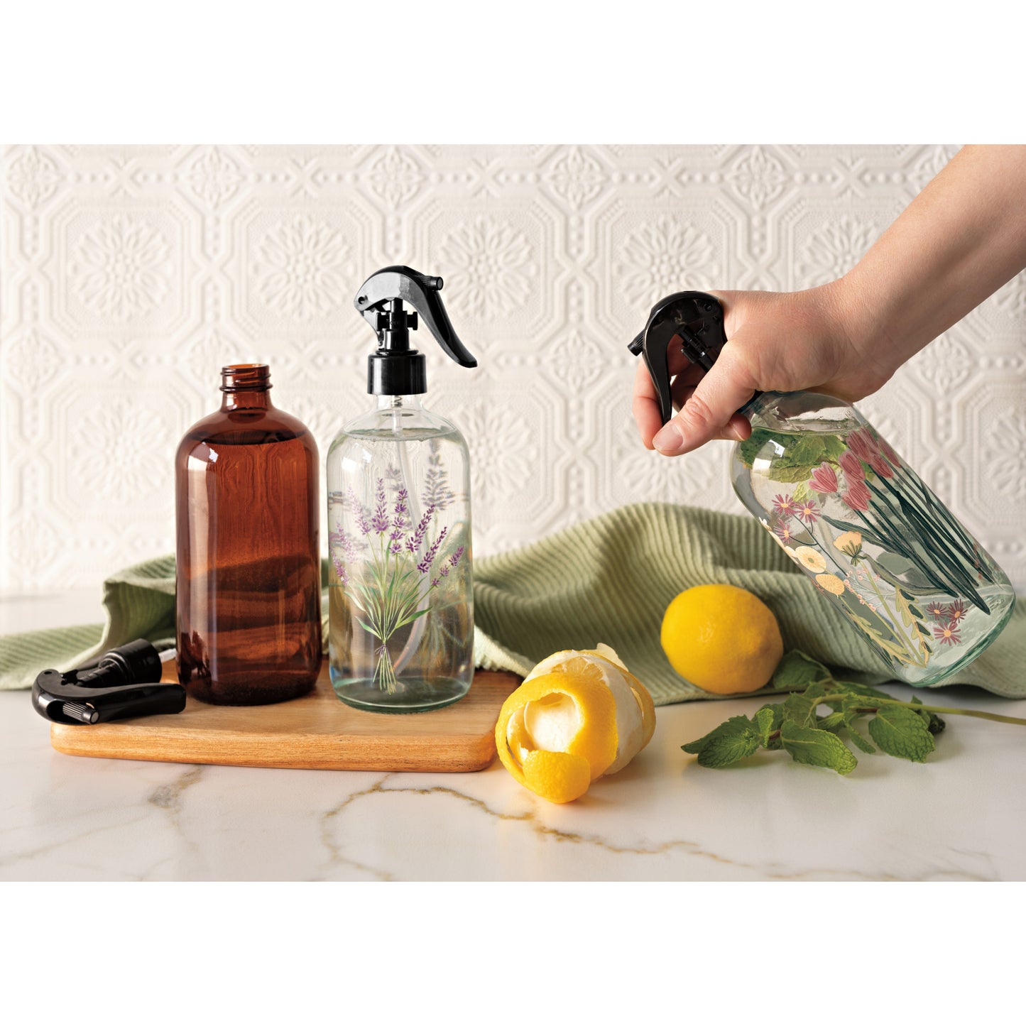 Bees & Blooms Glass Spray Bottle