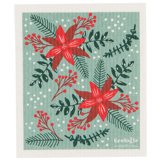 Poinsettia Swedish Sponge Cloth