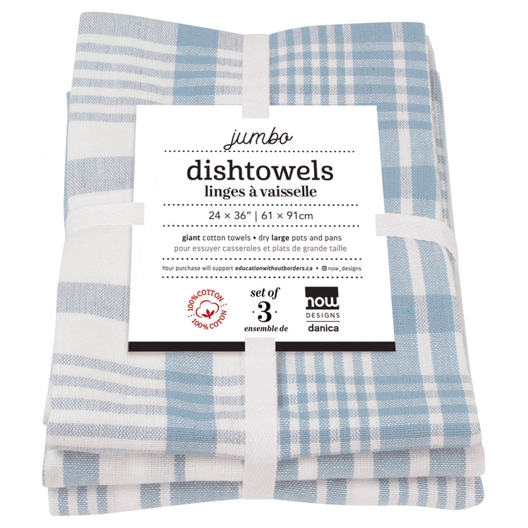 Slate Blue Jumbo Dishtowels Set of 3