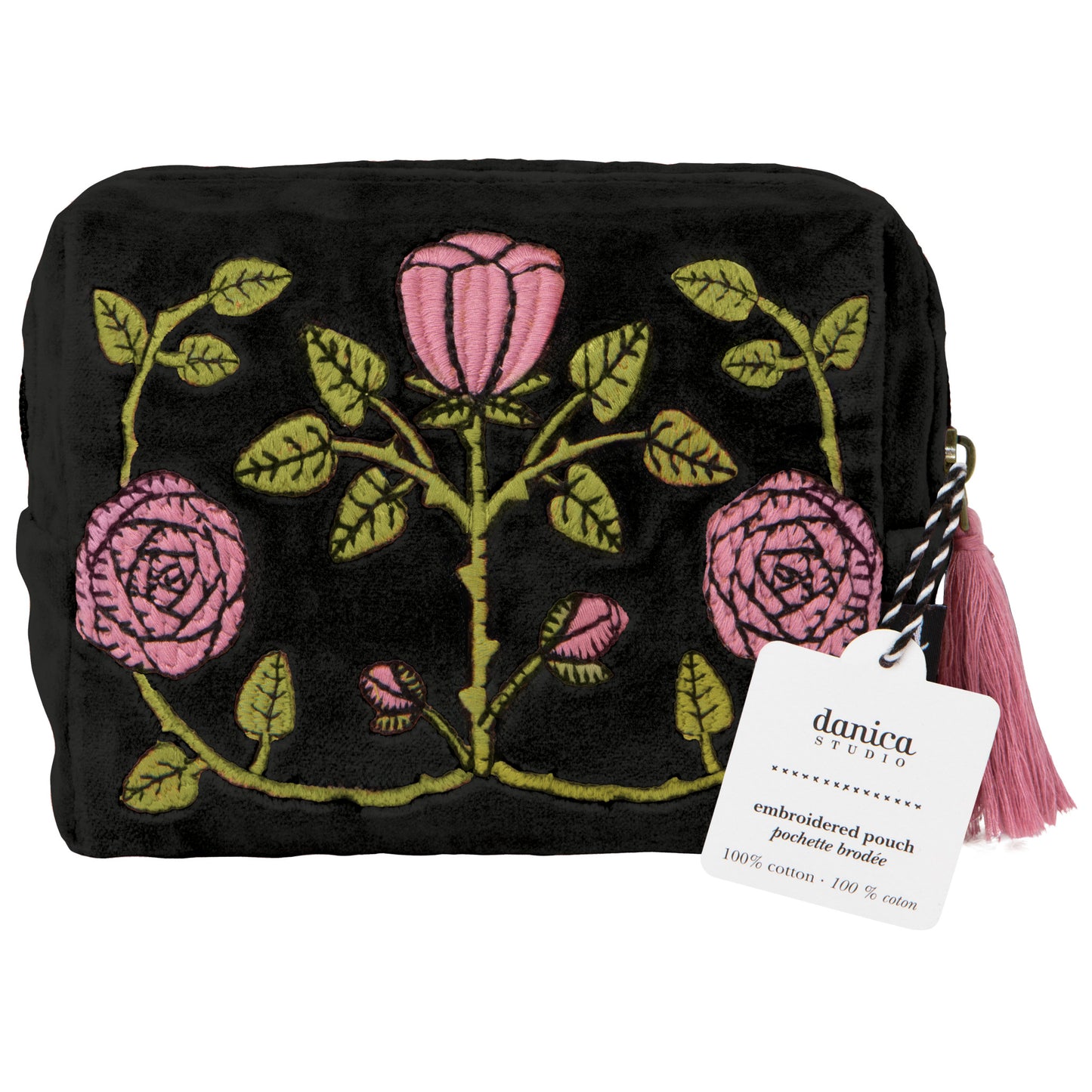Rose Briar Embroidered Pouch