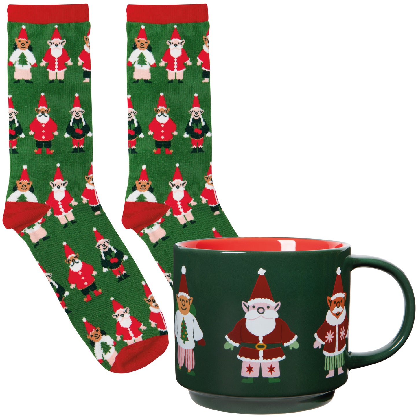 Festive Gnomes Christmas Mug and Socks Set