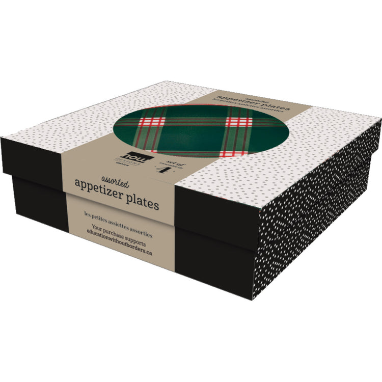 Holiday Plaid Appetizer Plates Set of 4
