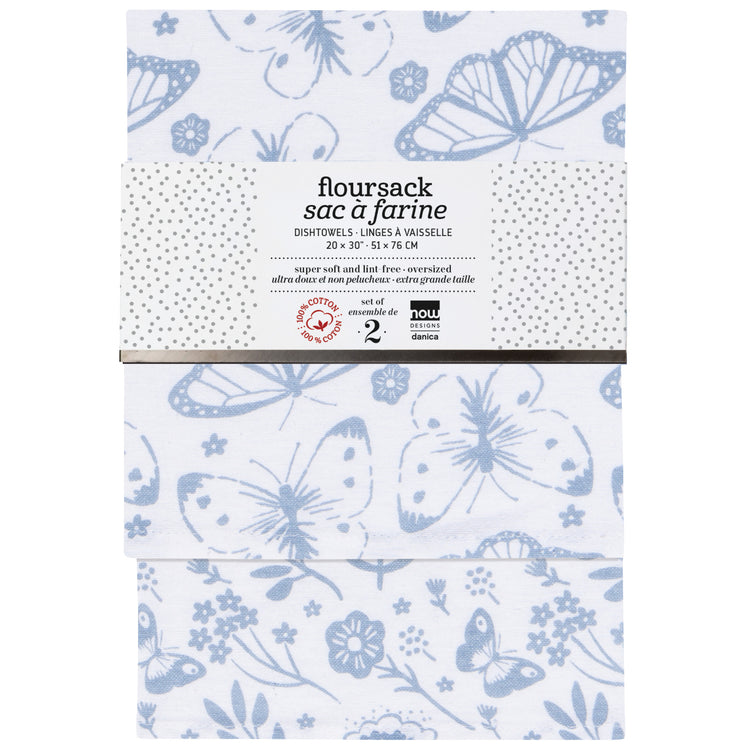 Morning Meadow Slate Blue Floursack Dishtowels Set of 2