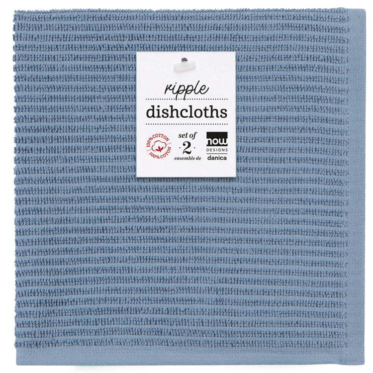 Slate Blue Ripple Dishcloths Set of 2