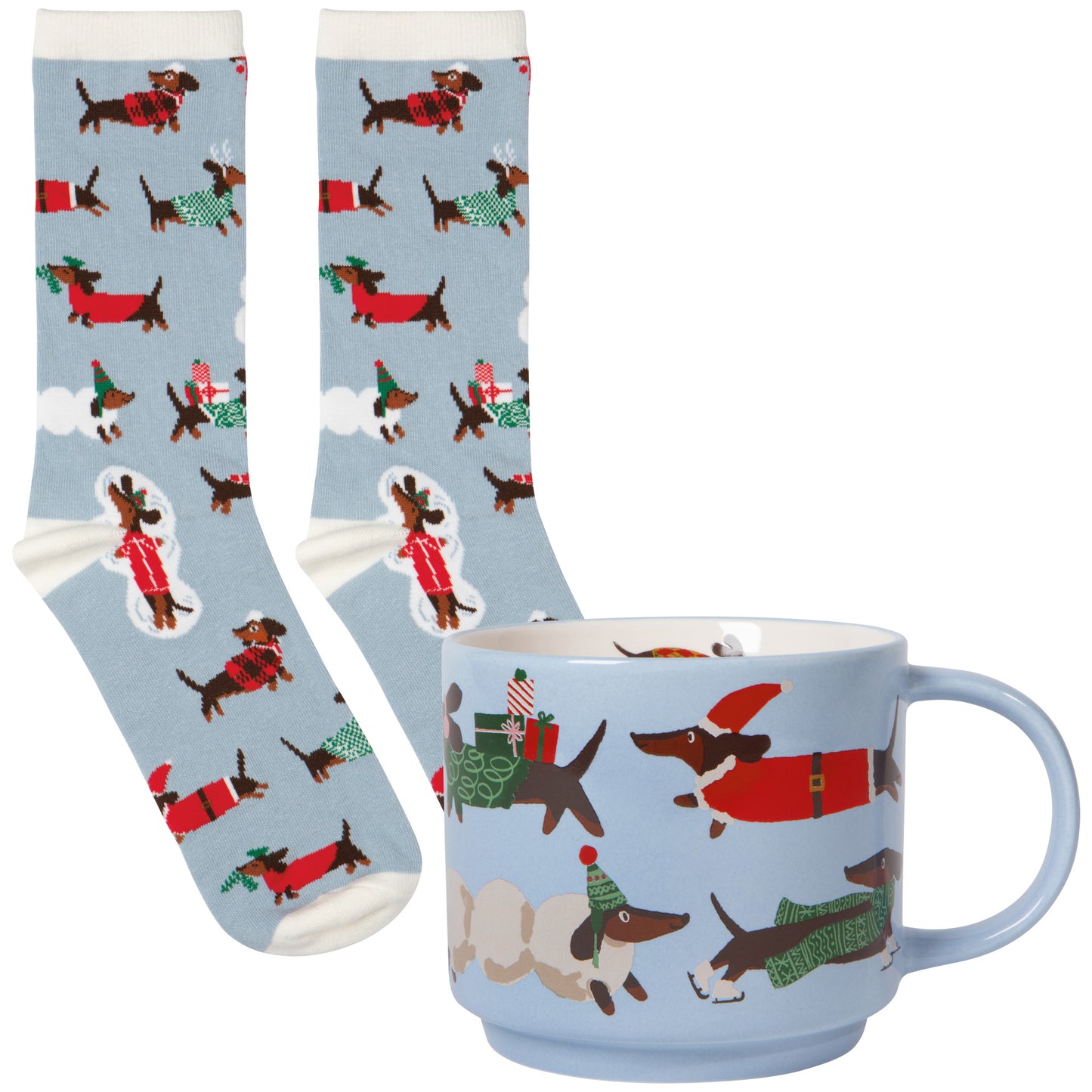 Dashing Dachshunds Christmas Mug and Socks Set