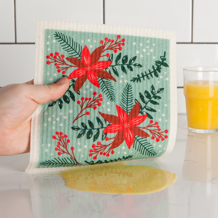 Poinsettia Swedish Sponge Cloth