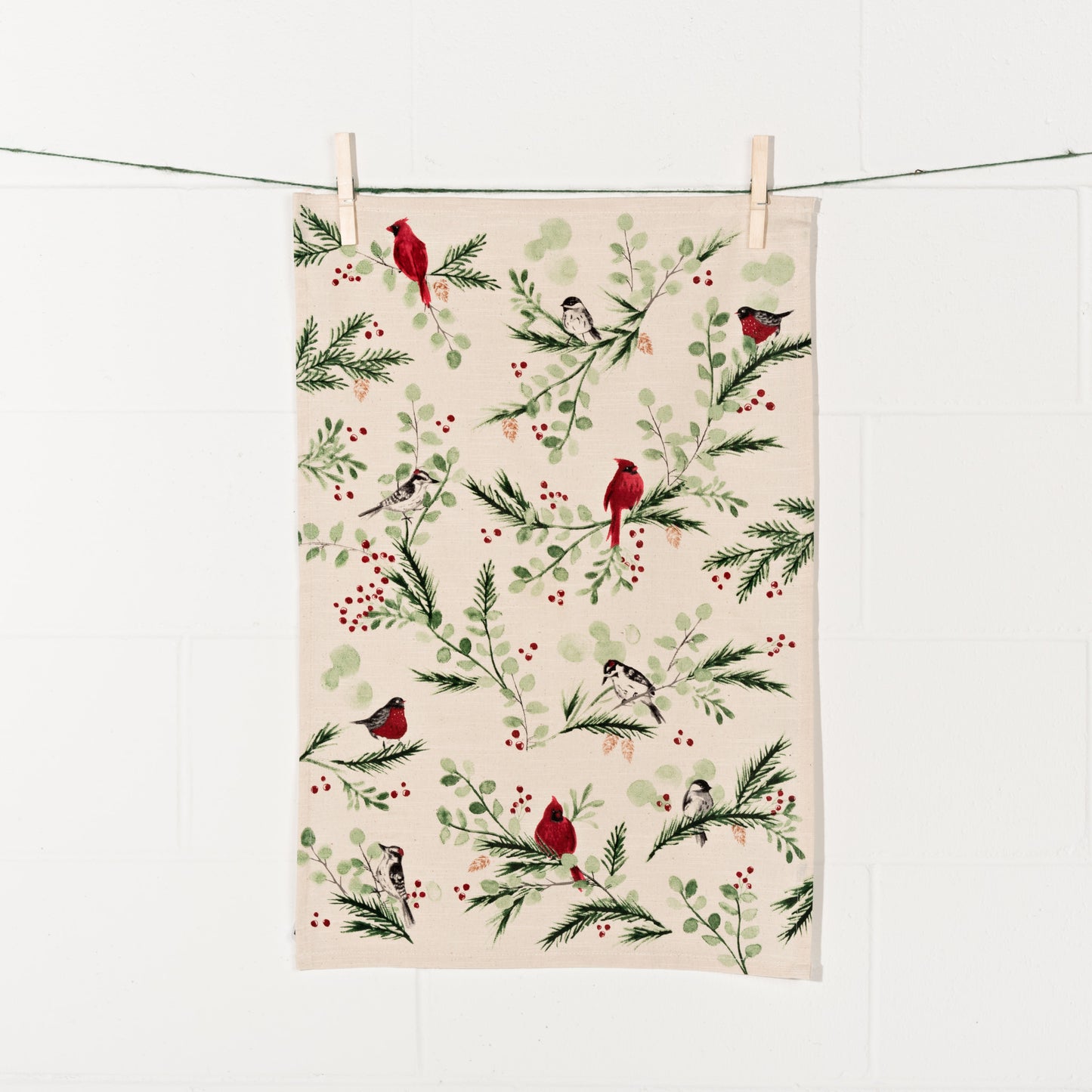 Forest Birds Christmas Dishtowel