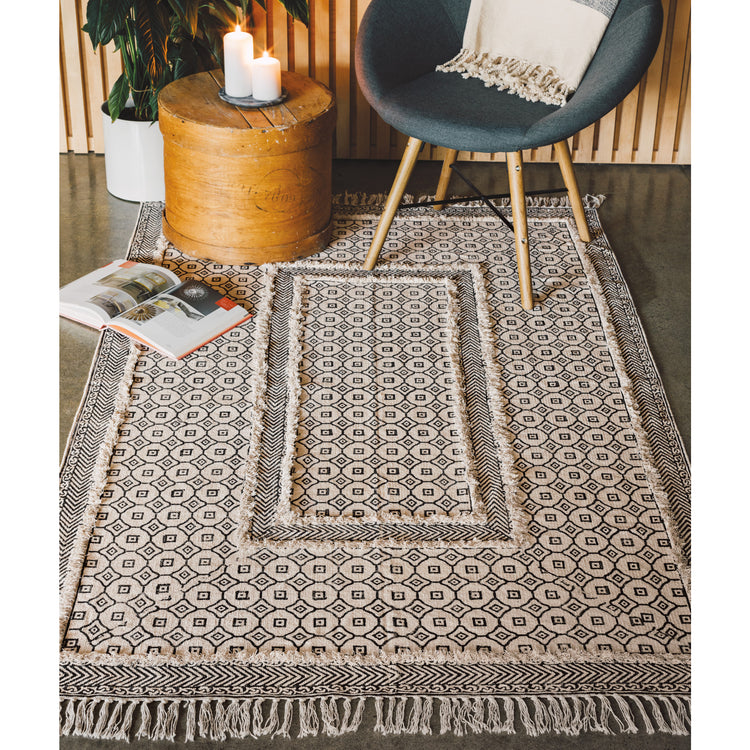 Plaza Block Print Rug 4 x 6 Ft