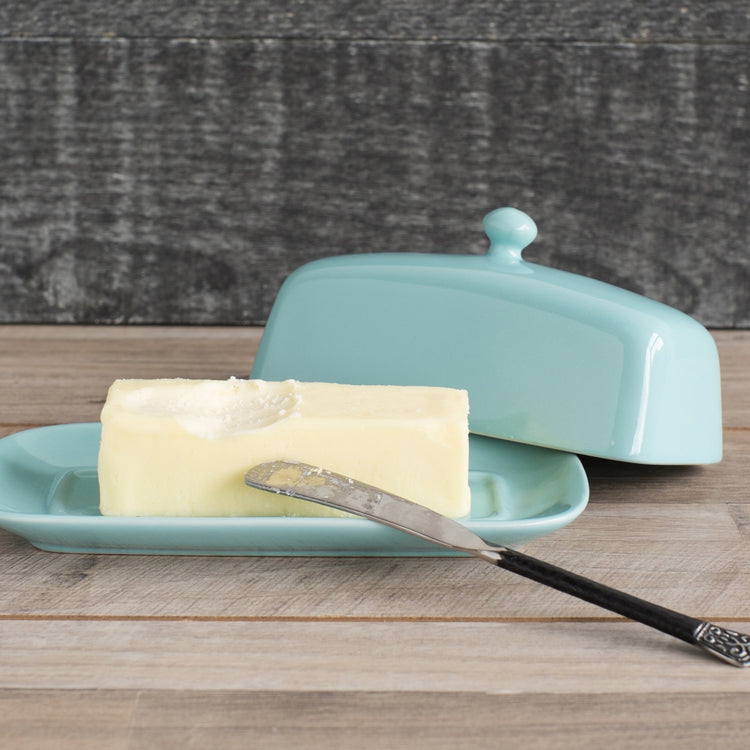 Eggshell Blue Rectangular Butter Dish