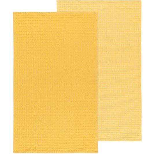 Second Spin Yellow Waffle Dishtowel Set of 2