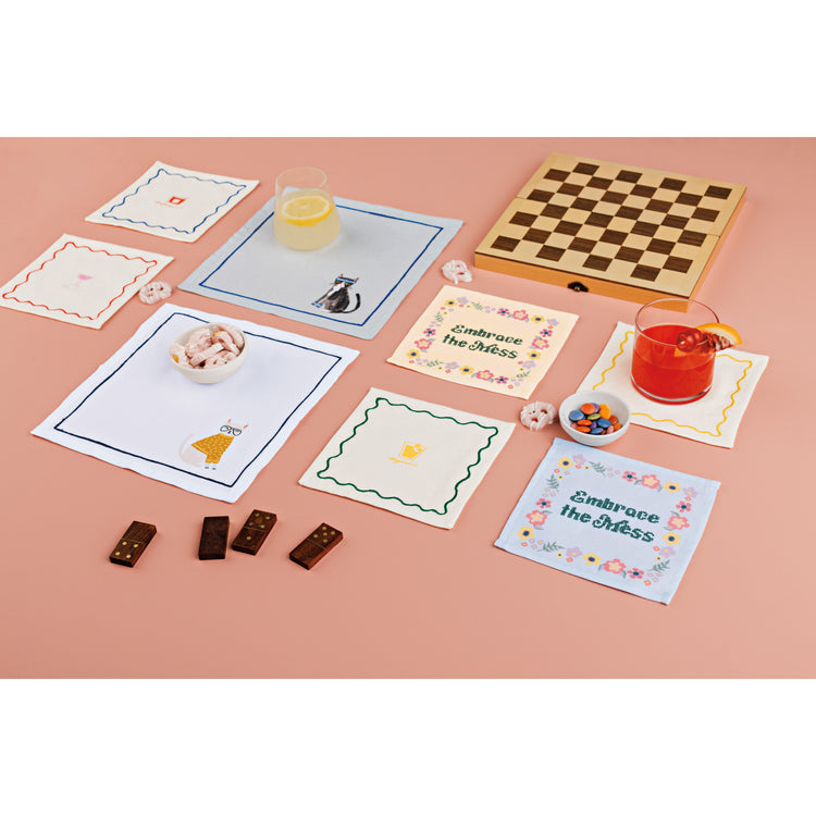 Kitsch Stitch Printed Cocktail Napkins Set of 4 Assorted
