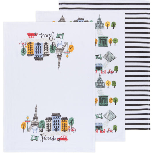 Meet Me In Paris Bakers Floursack Dishtowel Set of 3