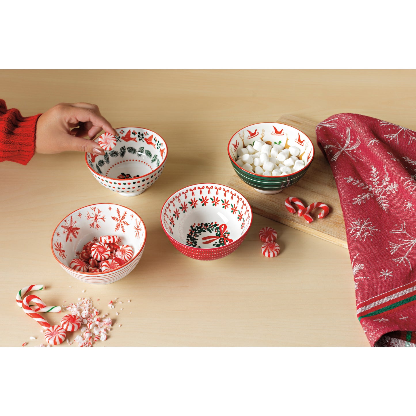 Santa's Reindeer Stamped Christmas Bowl 4 inch