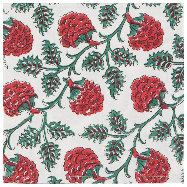 Carnation Block Print Napkins Set of 4