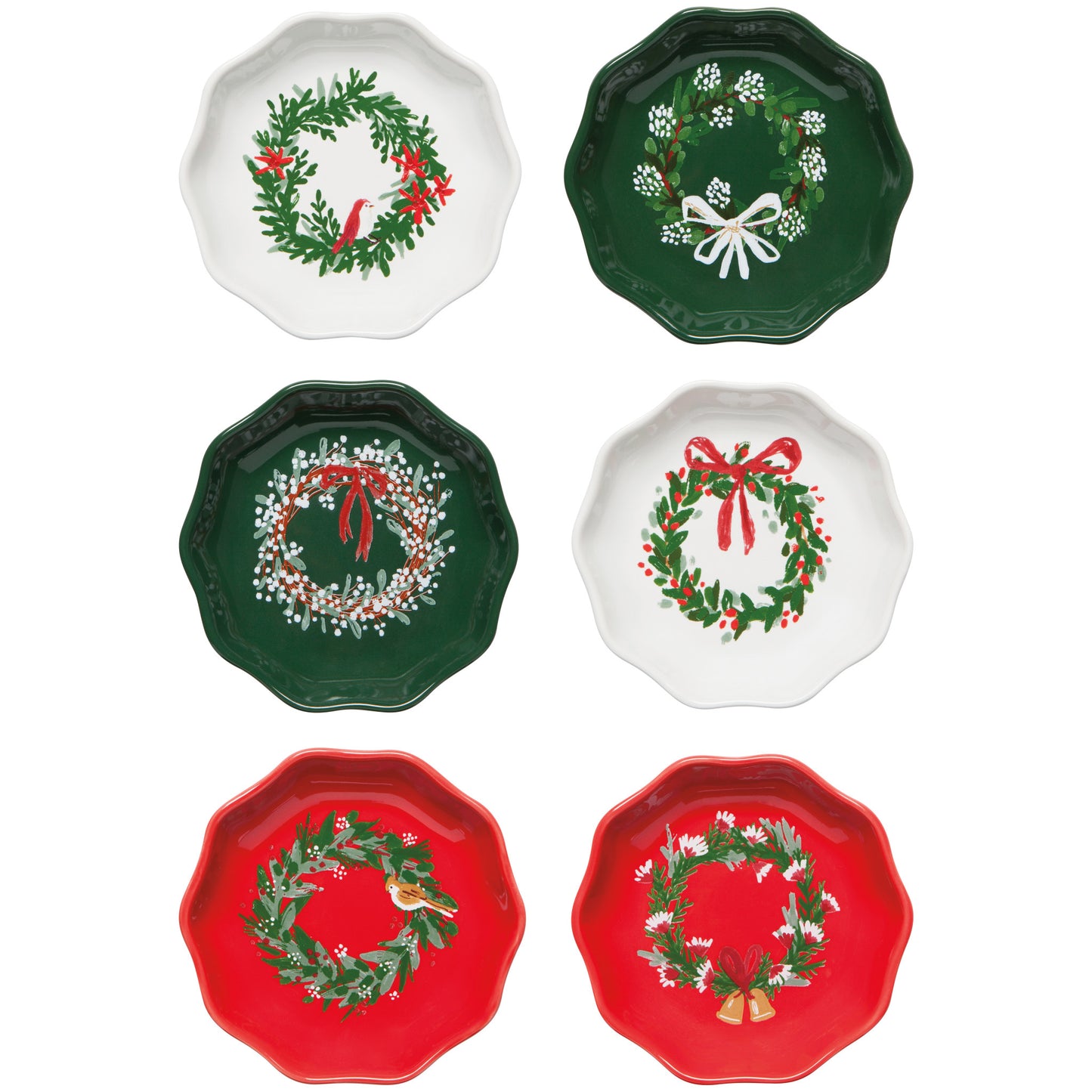 Wreaths Christmas Pinch Bowls Set of 6