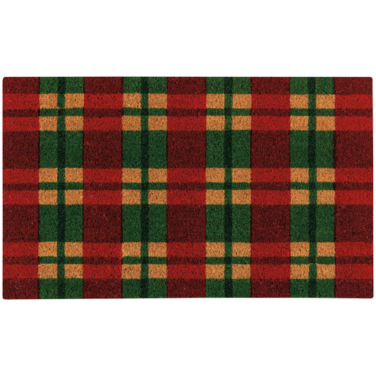 Holiday Plaid Christmas Doormat