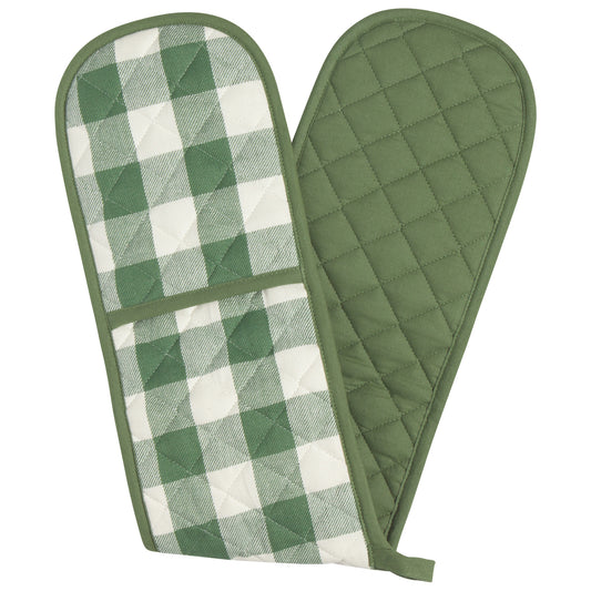 Elm Green Check Double Oven Mitt