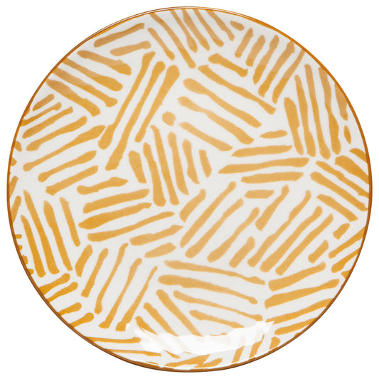 Ochre Lines Stamped Appetizer Plate 6 inch